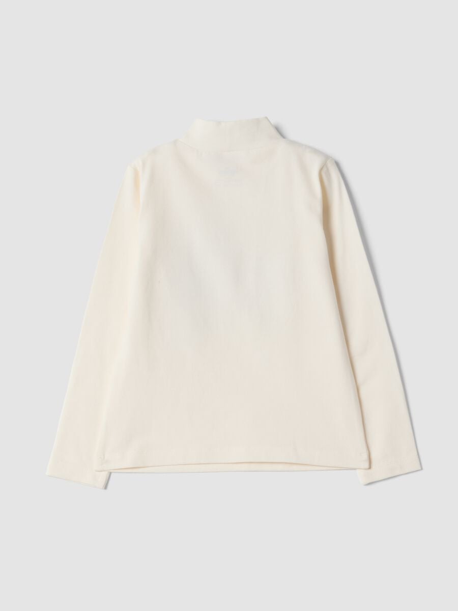 Maglia bianca in cotone elasticizzato con stampa Minnie_1