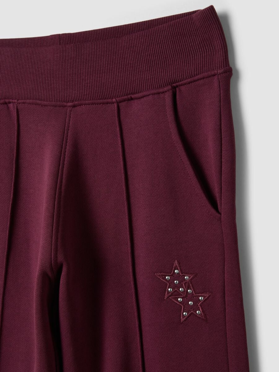 Pantaloni viola prugna in puro cotone wide leg_2