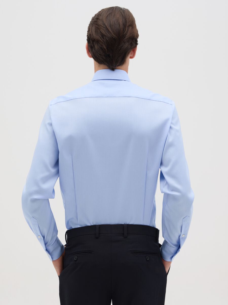 Men's Light Blue Pure Cotton Slim Fit Shirt_3