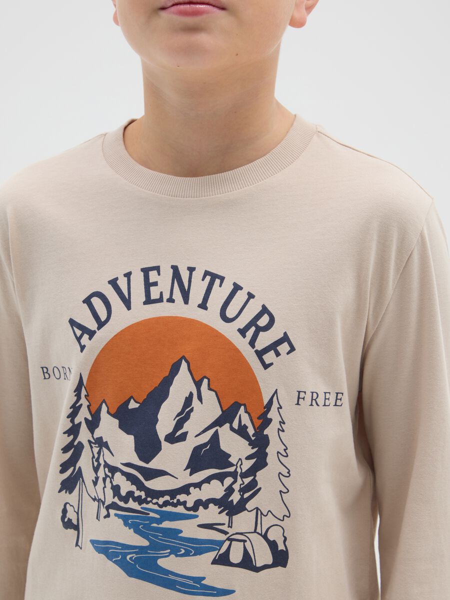 Maglia da ragazzo in puro cotone beige regular fit_2