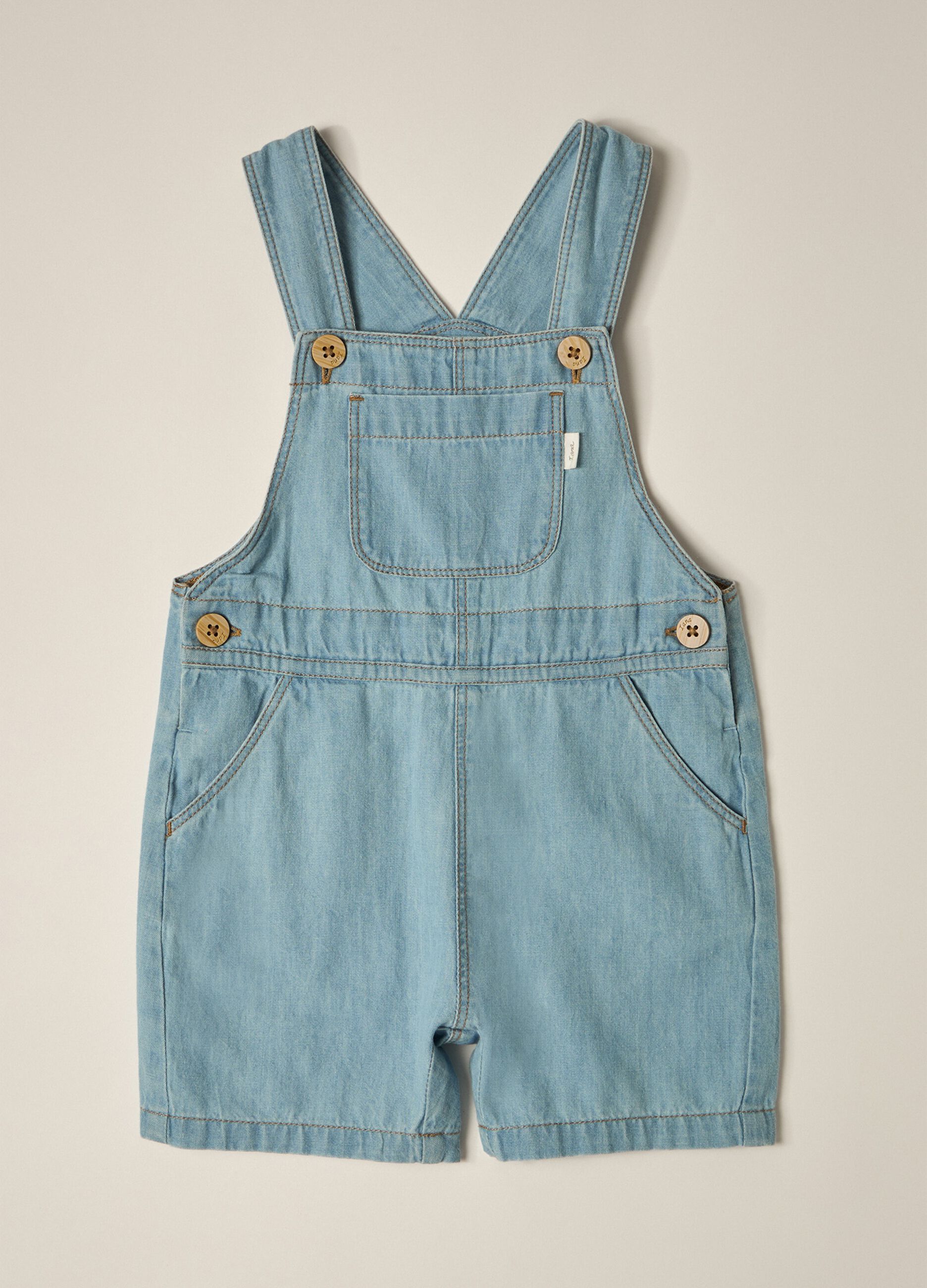 Salopette in denim di puro cotone IANA neonato