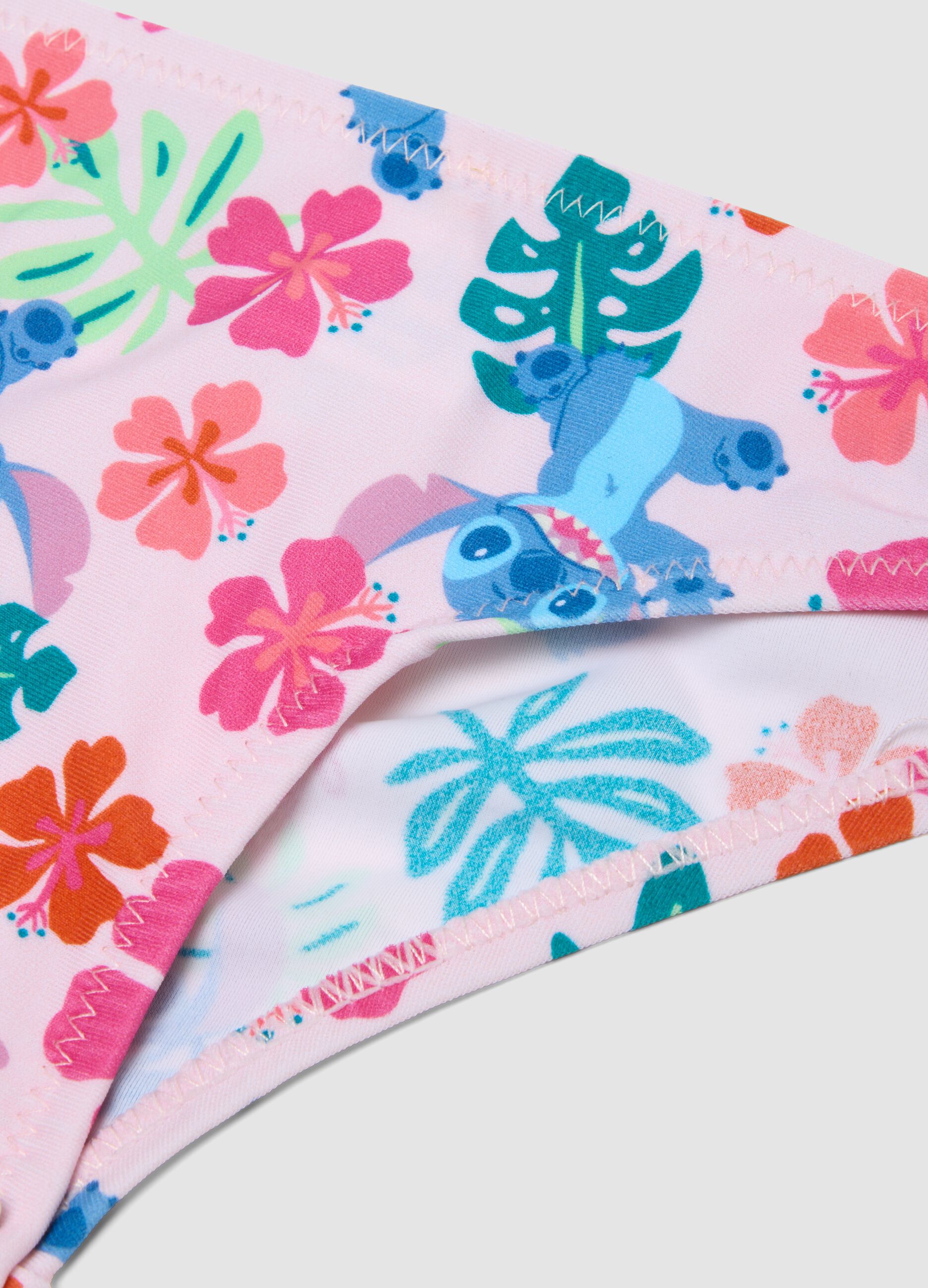 Pink stretch bikini with ruffles