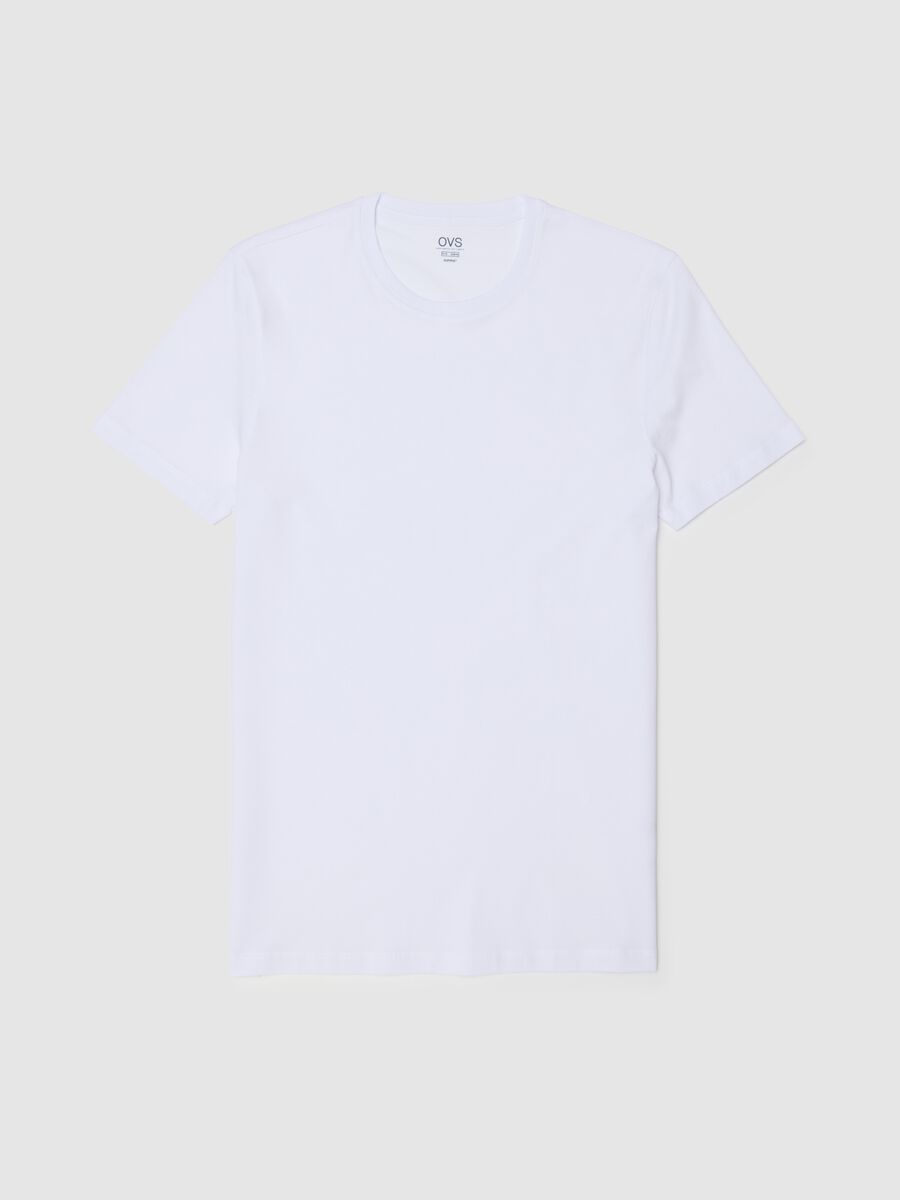 White regular fit crew neck T-shirt in pure cotton_4