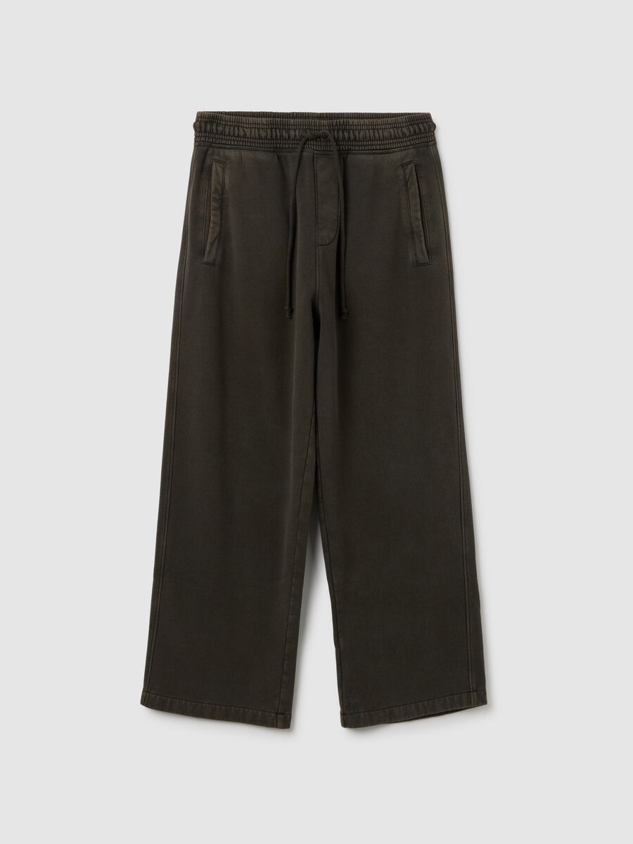 Pantaloni in misto cotone nero relaxed fit_4
