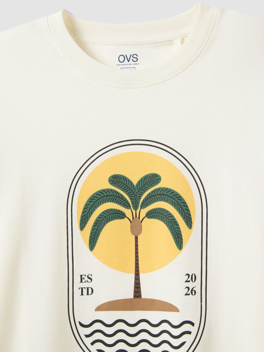 White pure cotton t-shirt regular fit with print_5