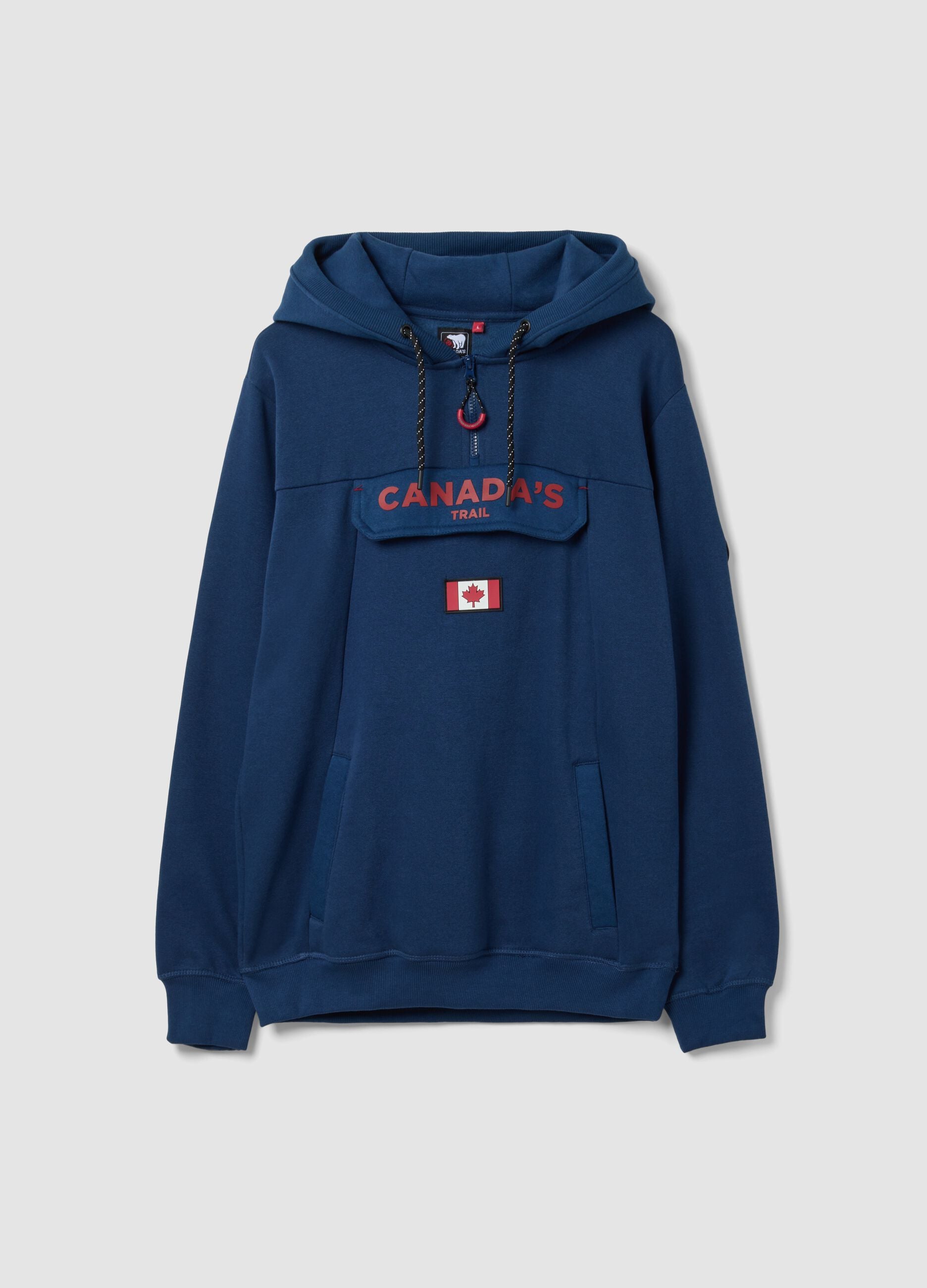 Blue cotton-blend hoodie