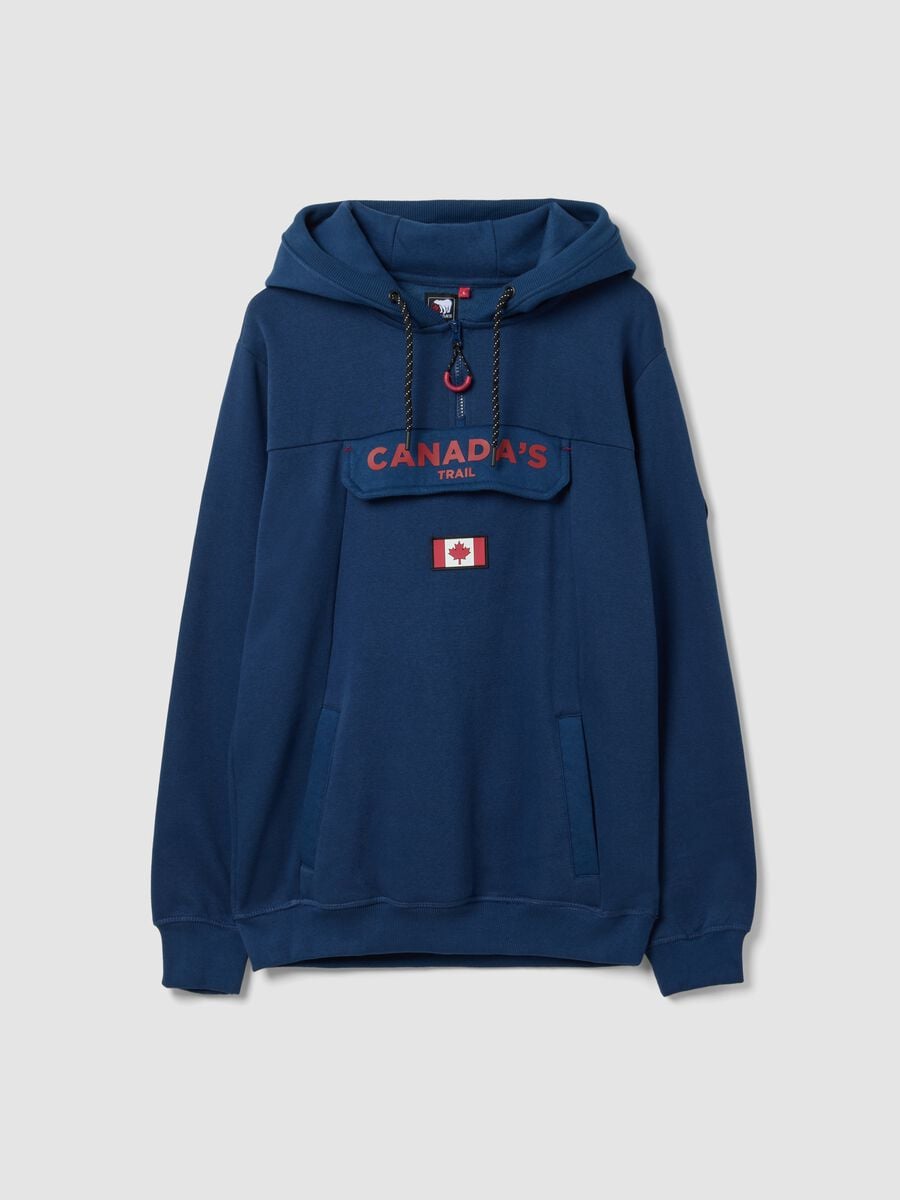 Blue cotton-blend hoodie_0
