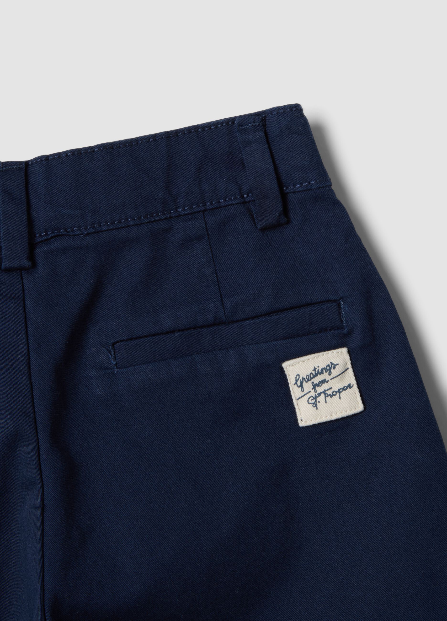 Boys&rsquo; blue stretch cotton chino shorts