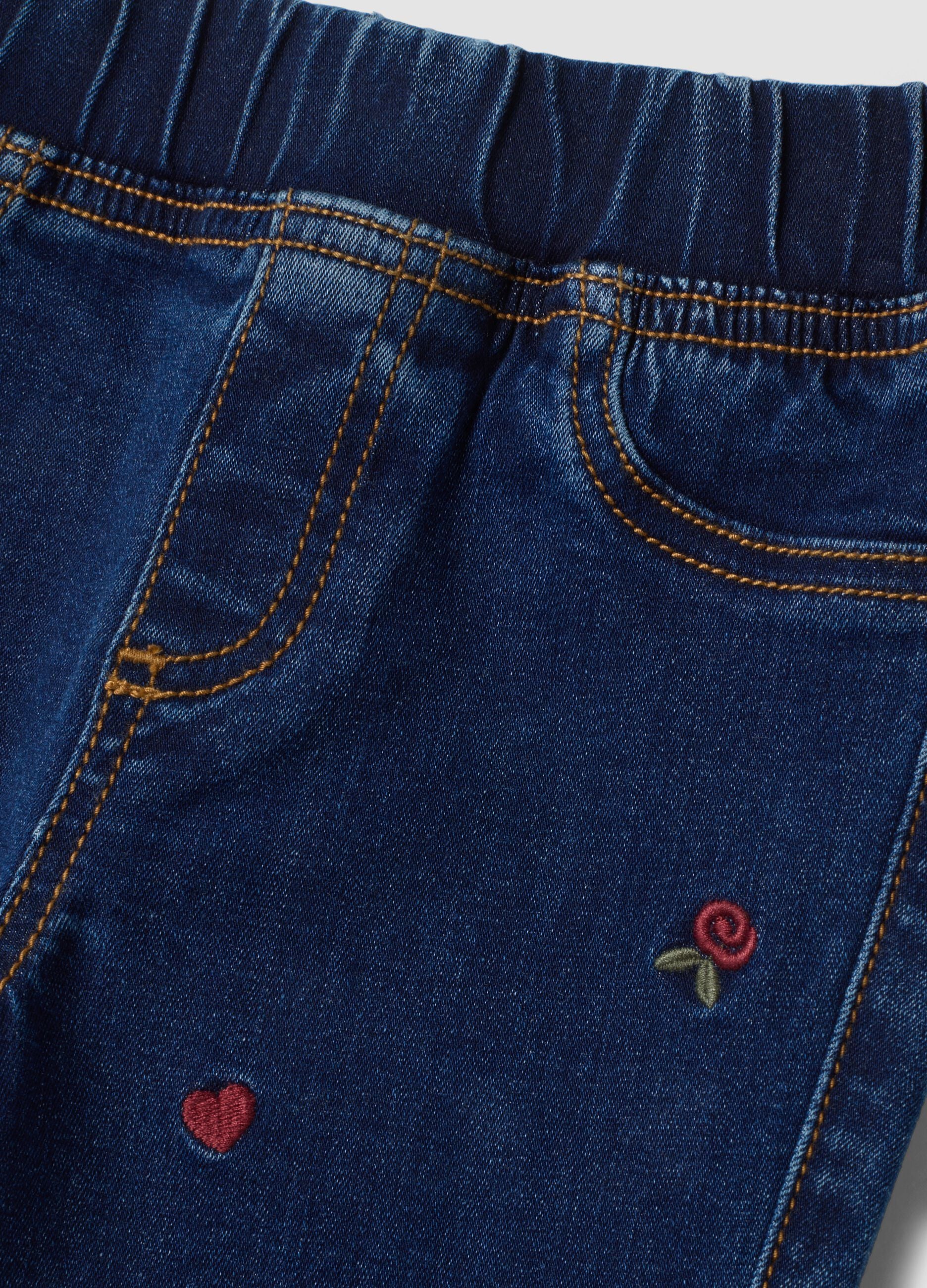 Blue flared cotton and stretch viscose jeggings