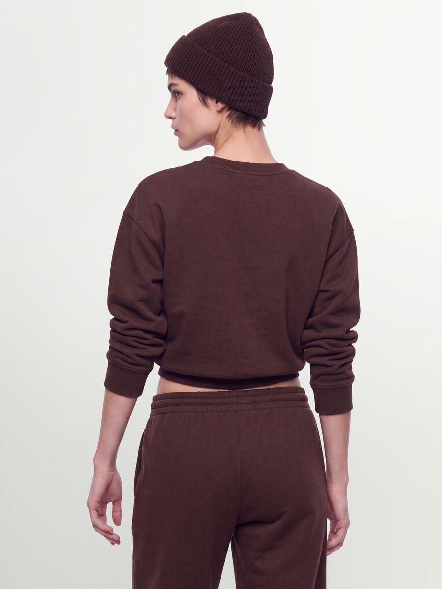 Felpa marrone in misto cotone a girocollo regular fit_3