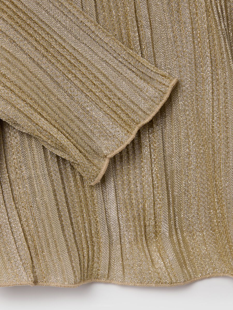 Maglia a righe beige regular fit con scollo a V_5