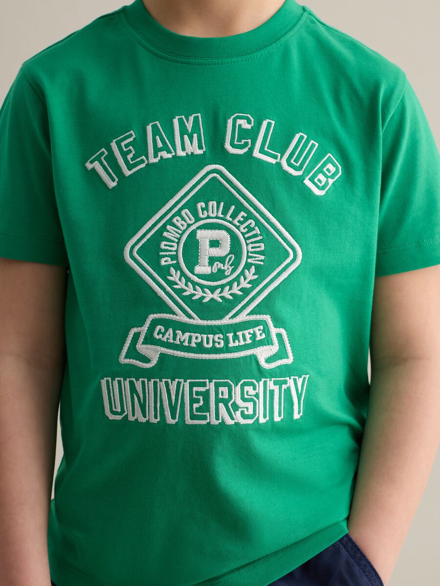 Cotton T-shirt with lettering embroidery_1