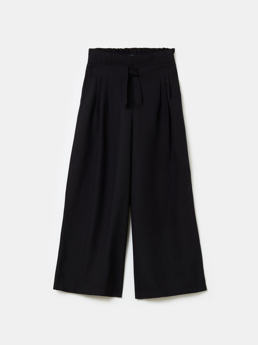 Wide-leg crop trousers with drawstring_1