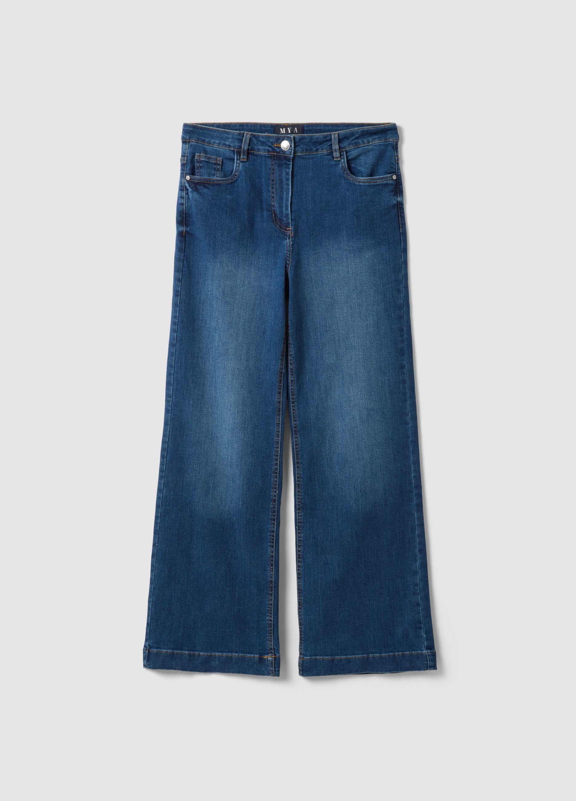 Blue bootcut stretch-cotton jeans