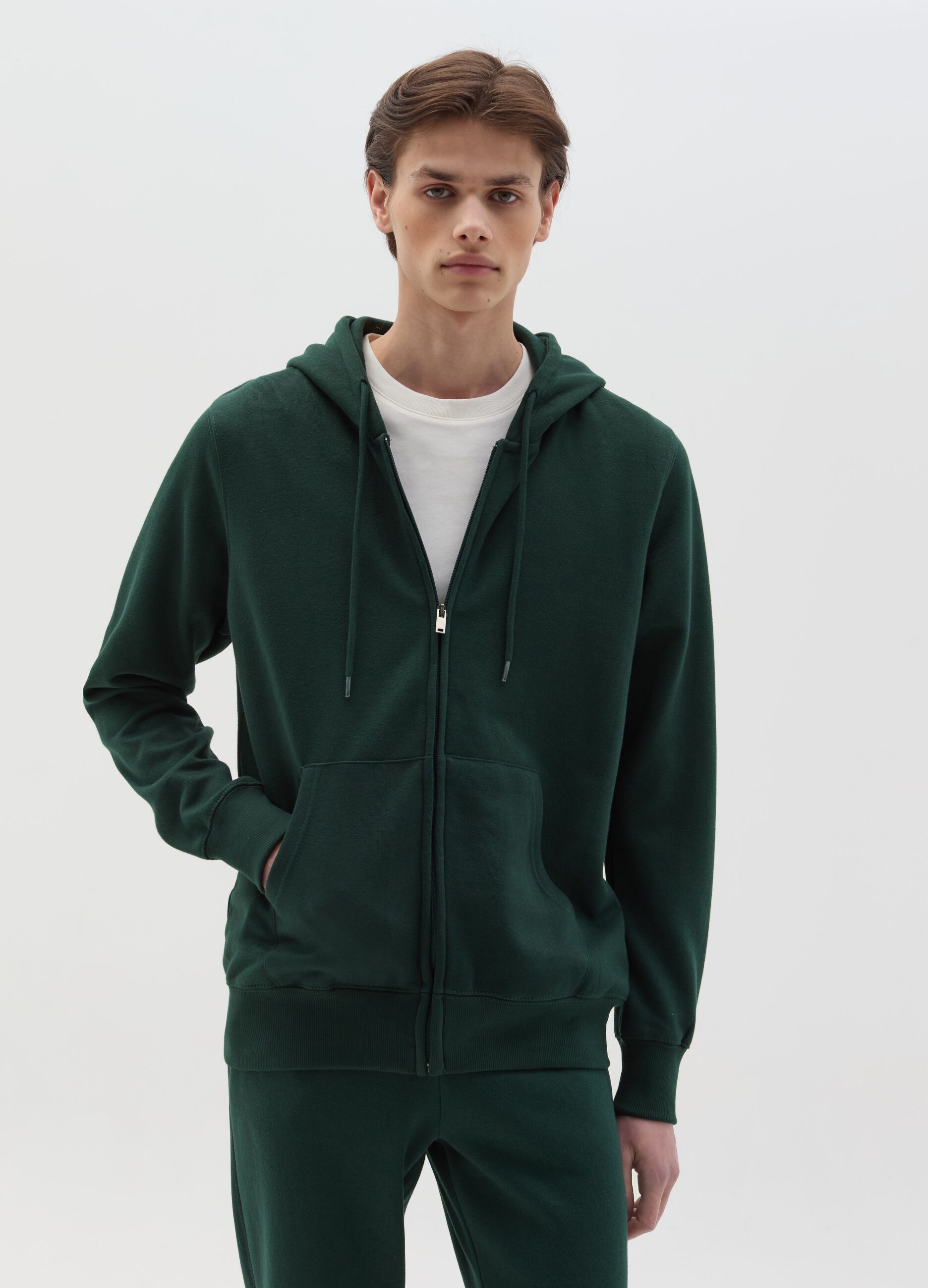 Full-zip in felpa con cappuccio