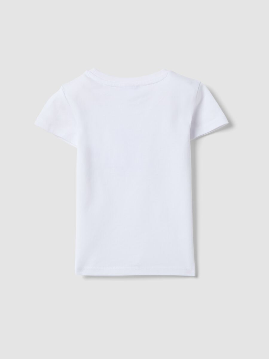 White pure organic cotton girls&rsquo; T-shirt with seaside print_1