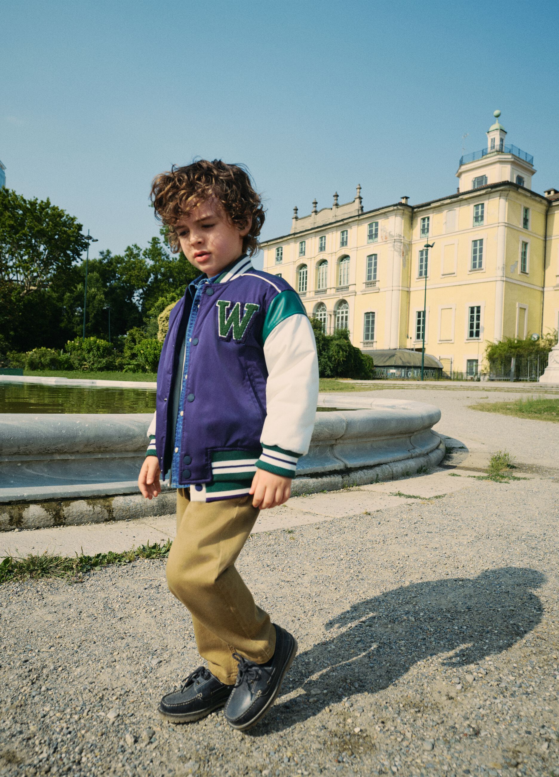 Children's jacket in blue multicolour regular fit fabric