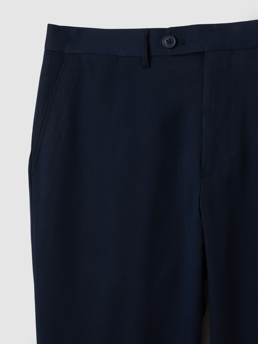 Blue Stretch Blend Trousers Regular Fit_1