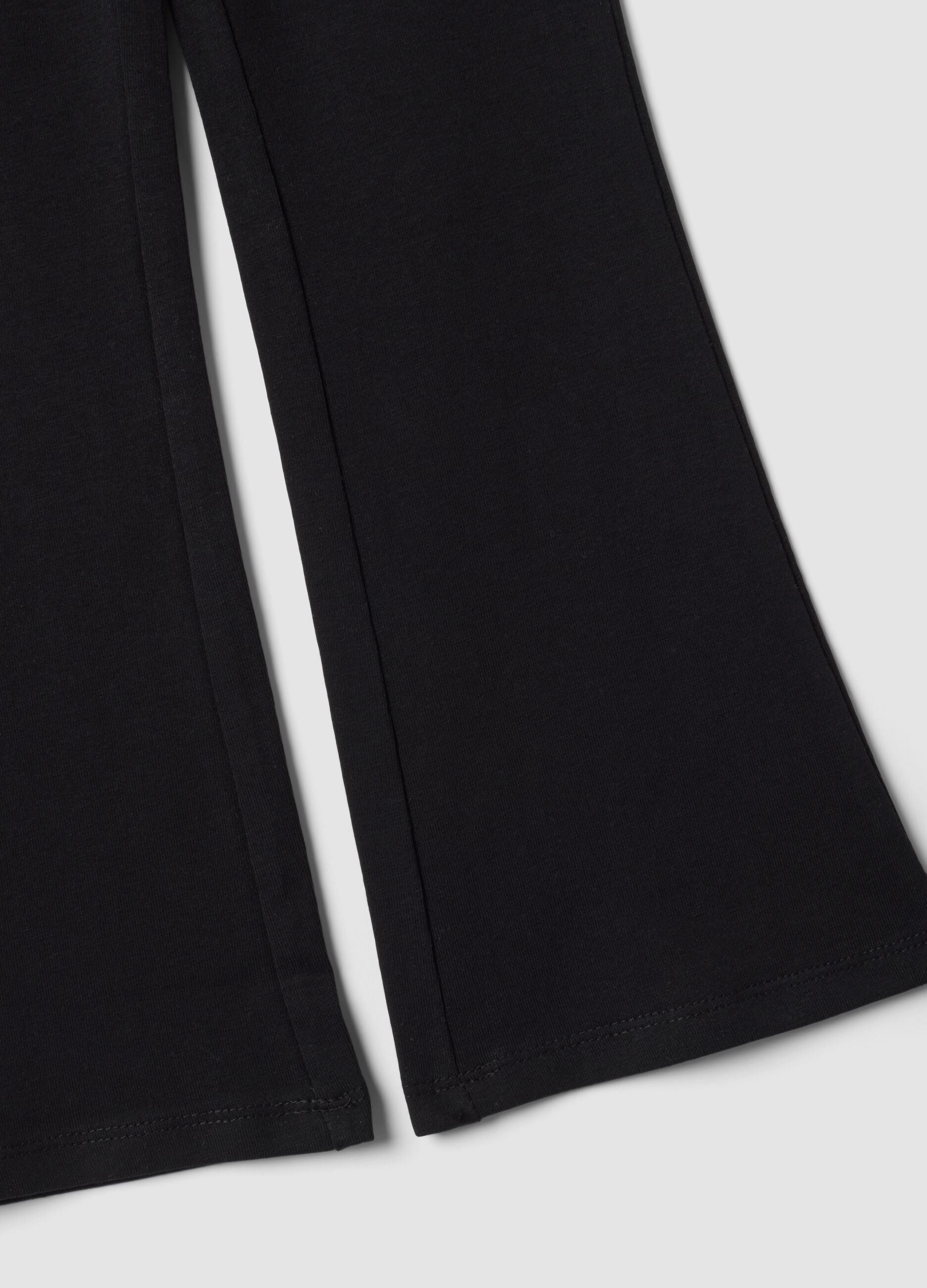 Black flared leggings in stretch organic cotton for girls