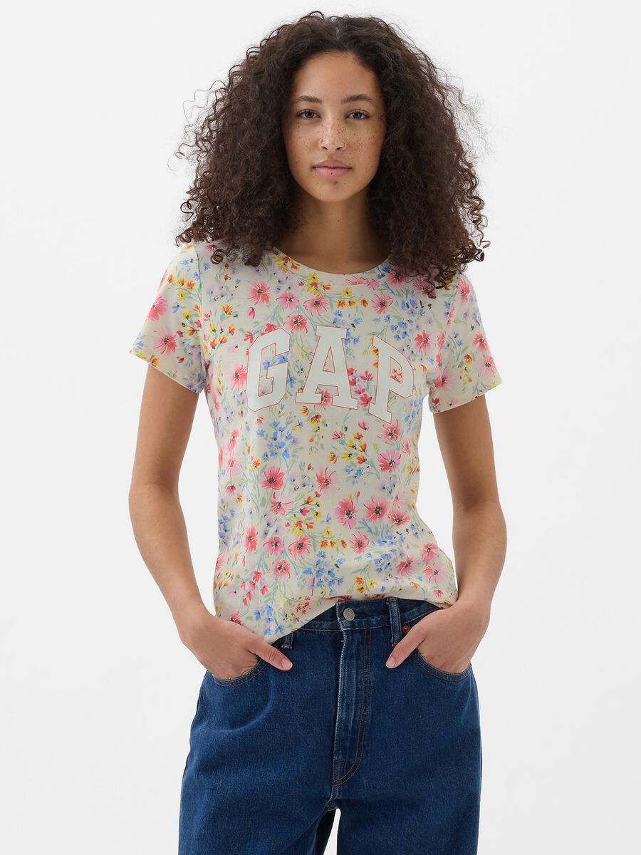 Floral T-shirt with logo print_2