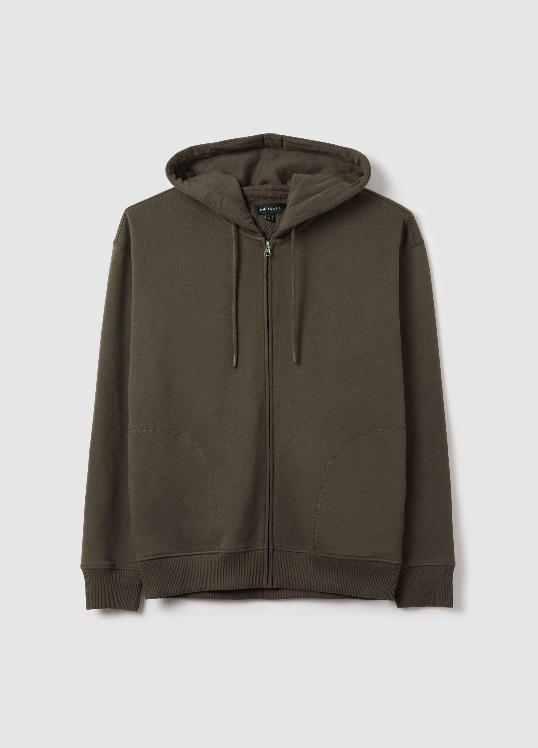 Over-fit full-zip sweatshirt in cotton with hood