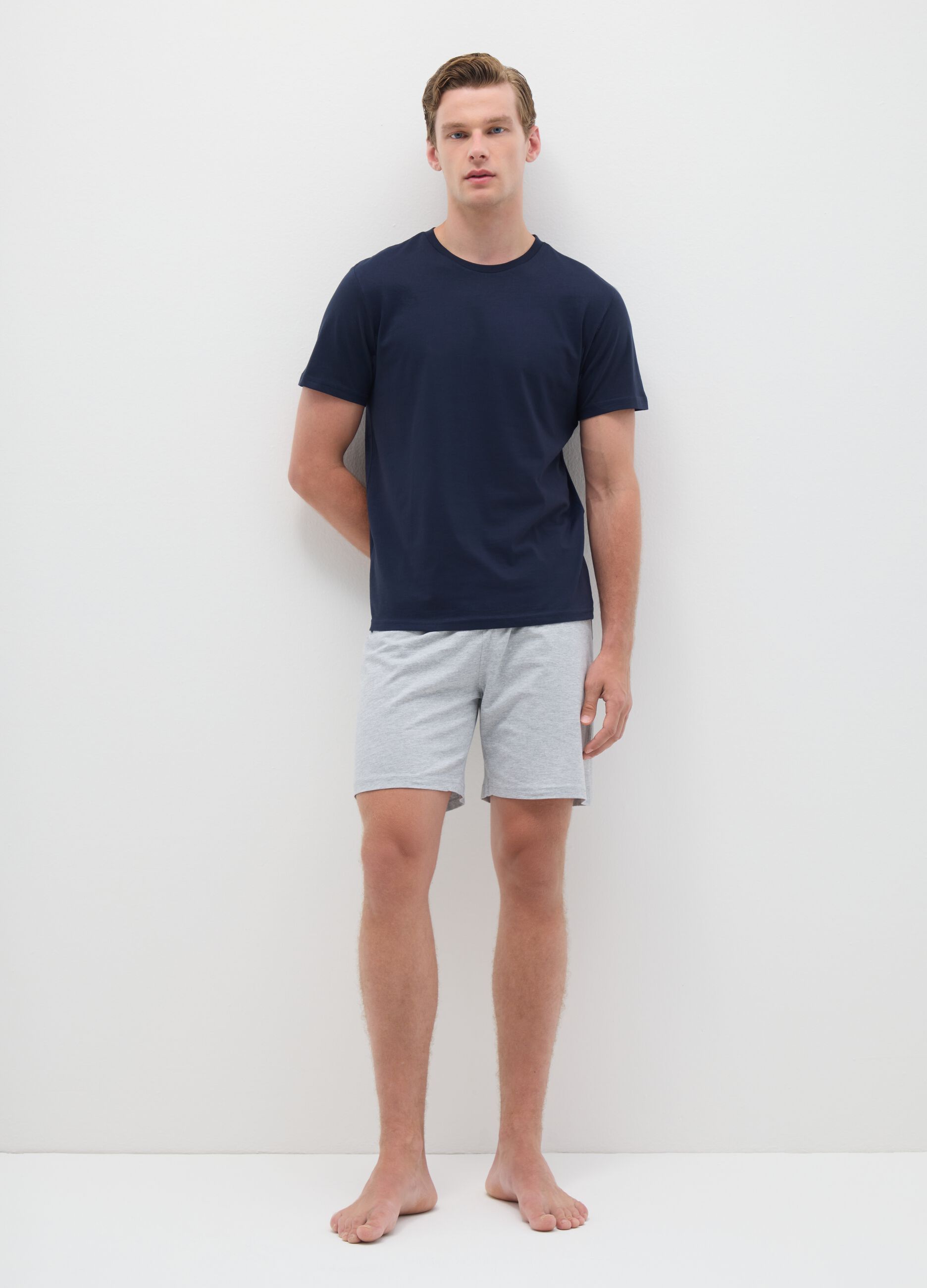 Blue Cotton Blend Pyjamas Regular Fit