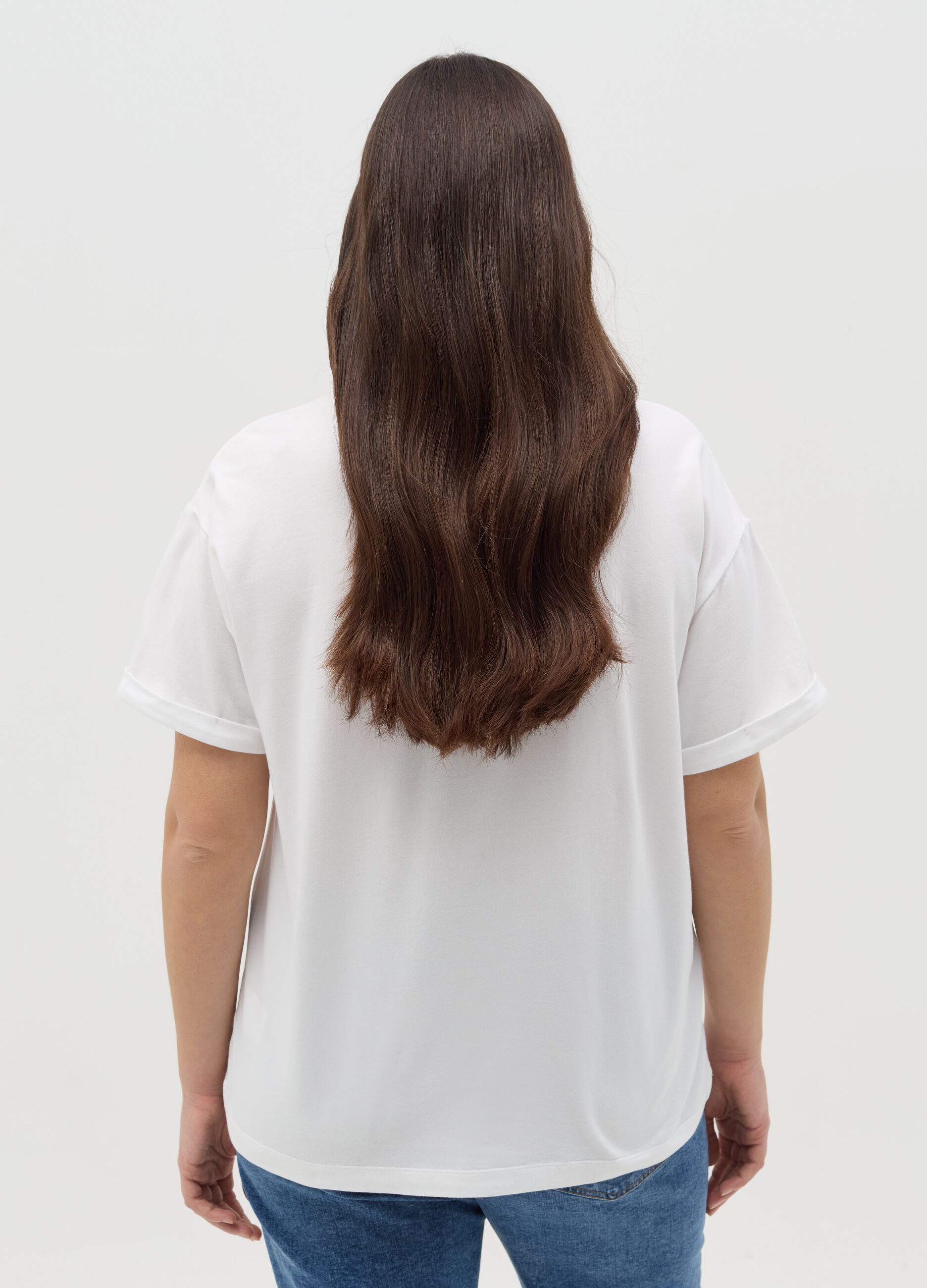 Curvy oversize T-shirt with appliqués