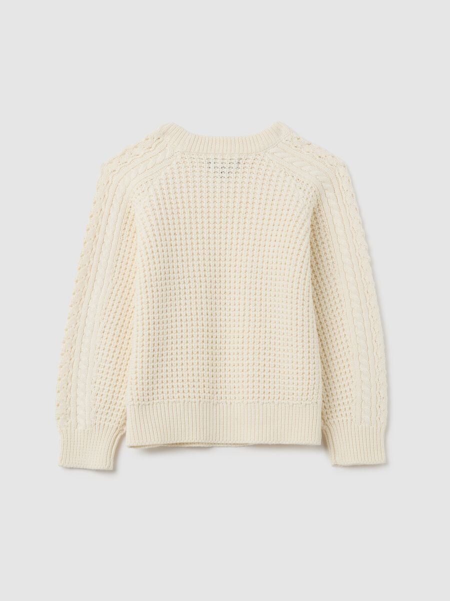 Maglione da ragazza in misto cotone beige regular fit_4
