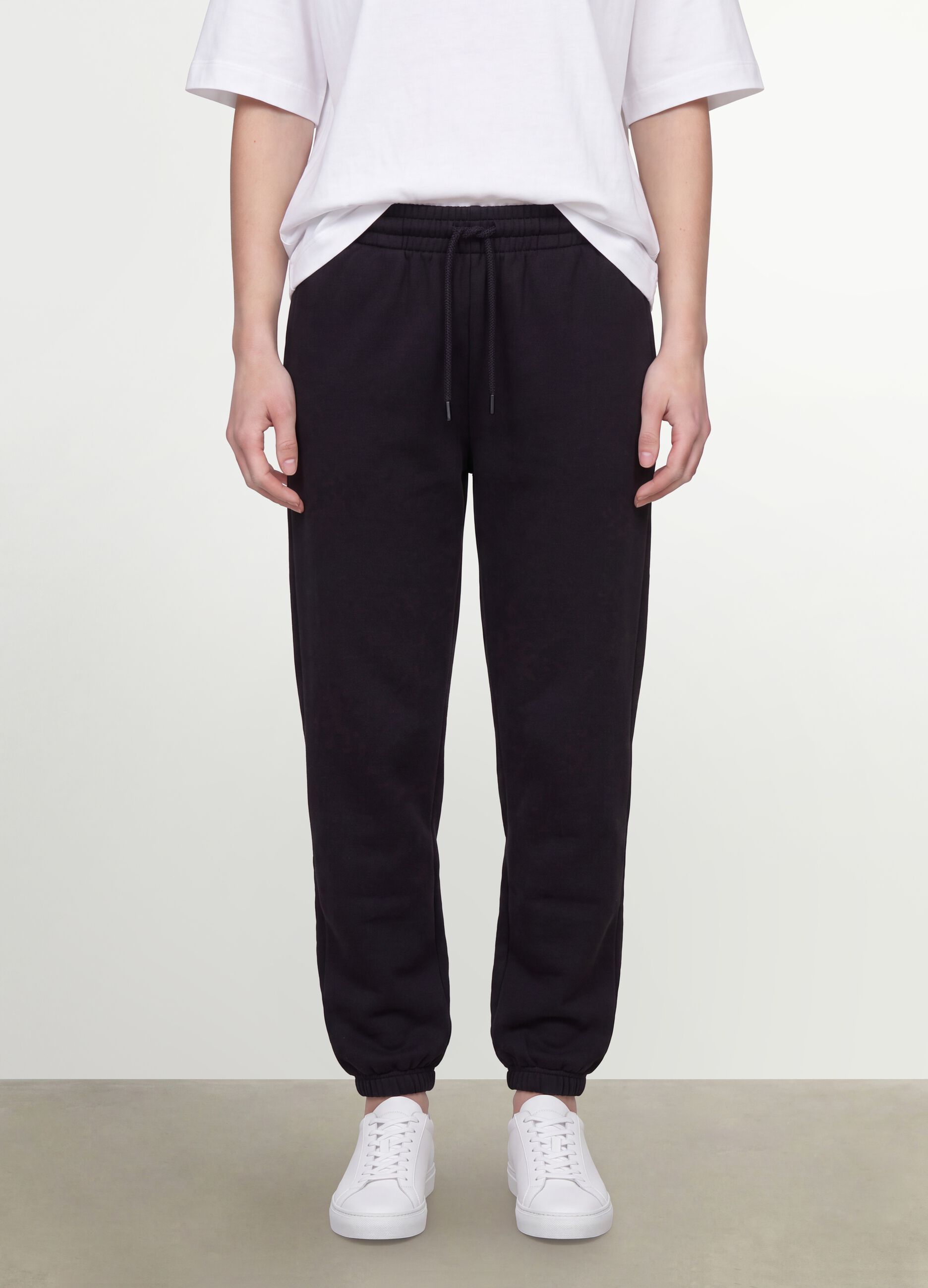 Black cotton-blend joggers with elasticated waistband, regular fit