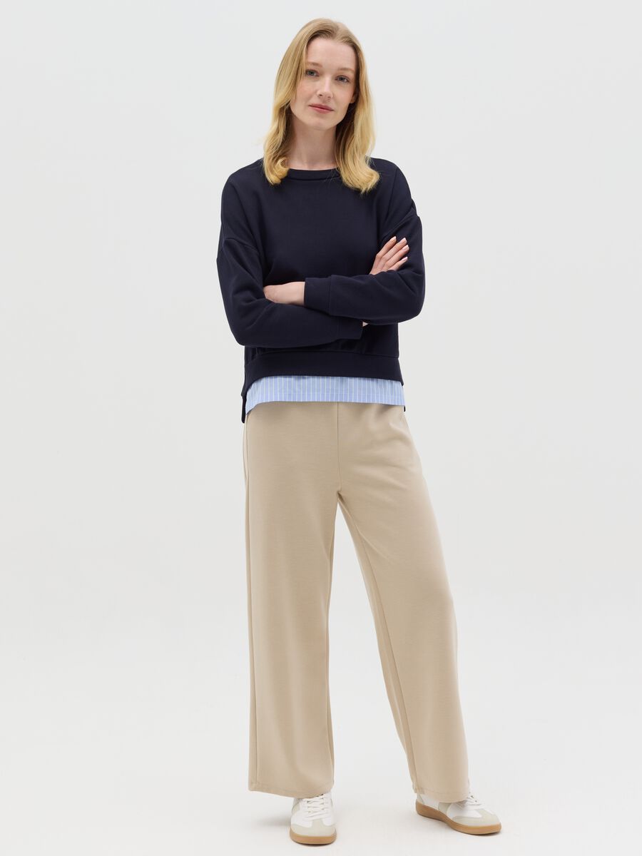 Beige palazzo trousers with drawstring_0