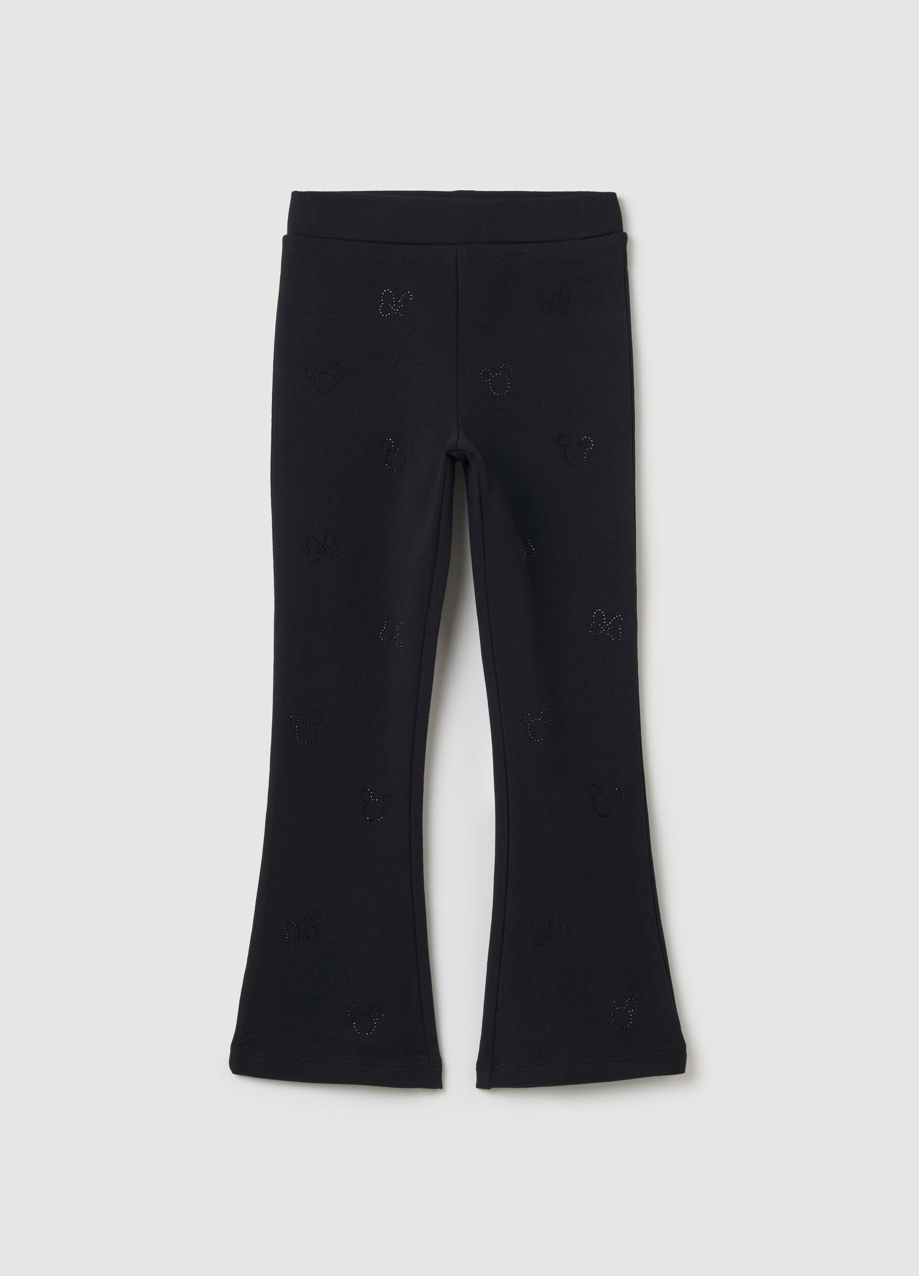 Treggings flare fit con Minnie di strass