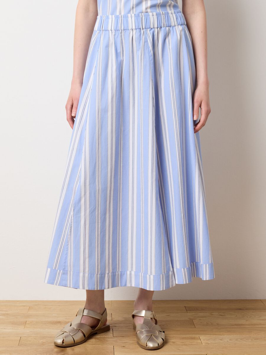 Ladies' midi skirt in pure multicolour cotton_1