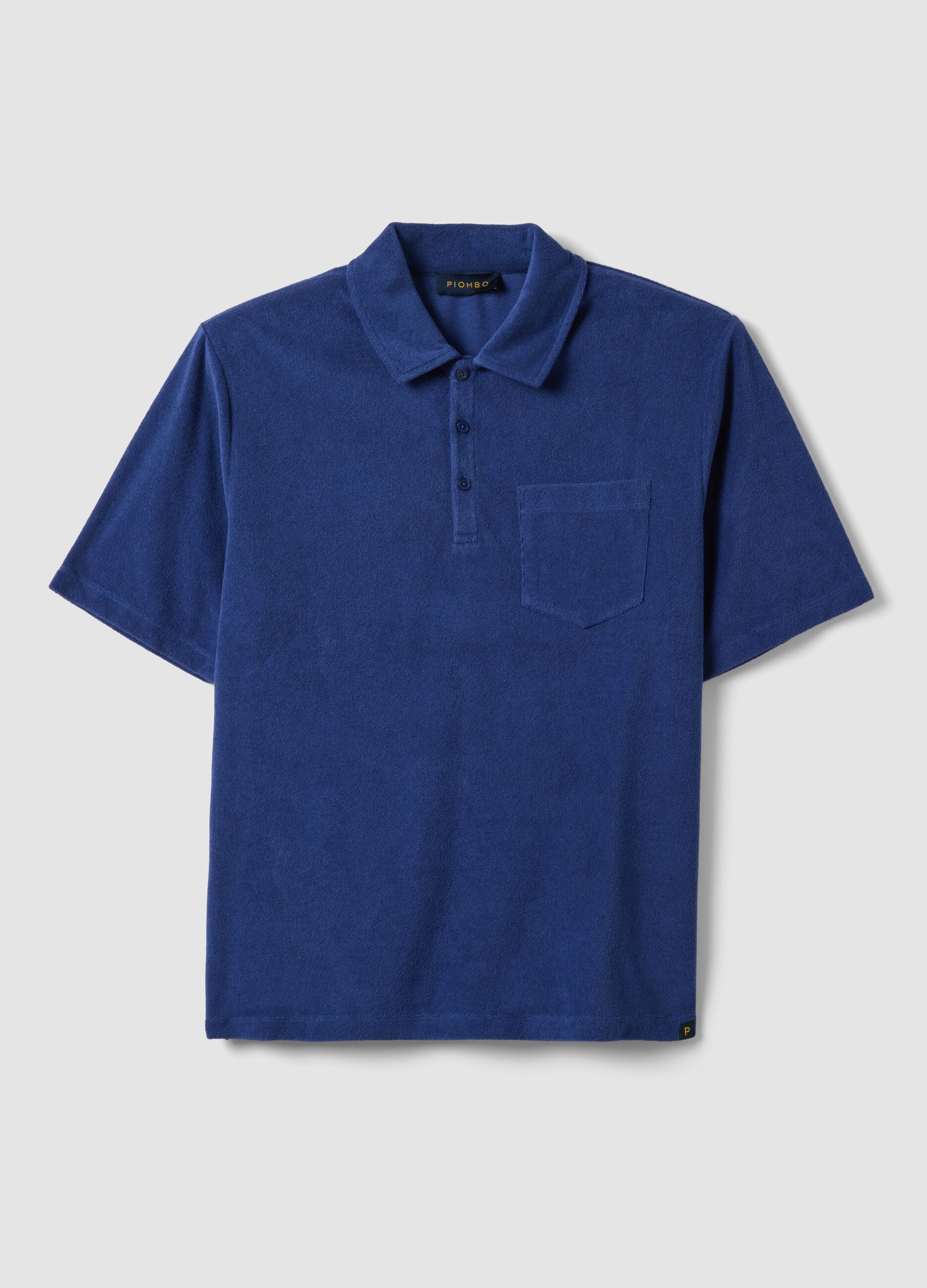 Blue short-sleeved cotton-blend polo shirt