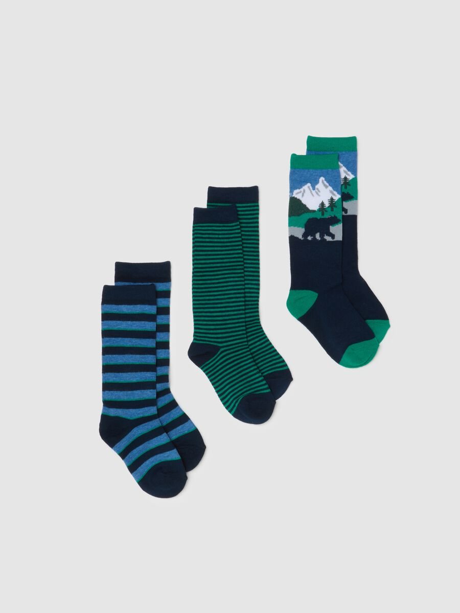 Child's Long Cotton Blend Socks Tripack Multicolor_0