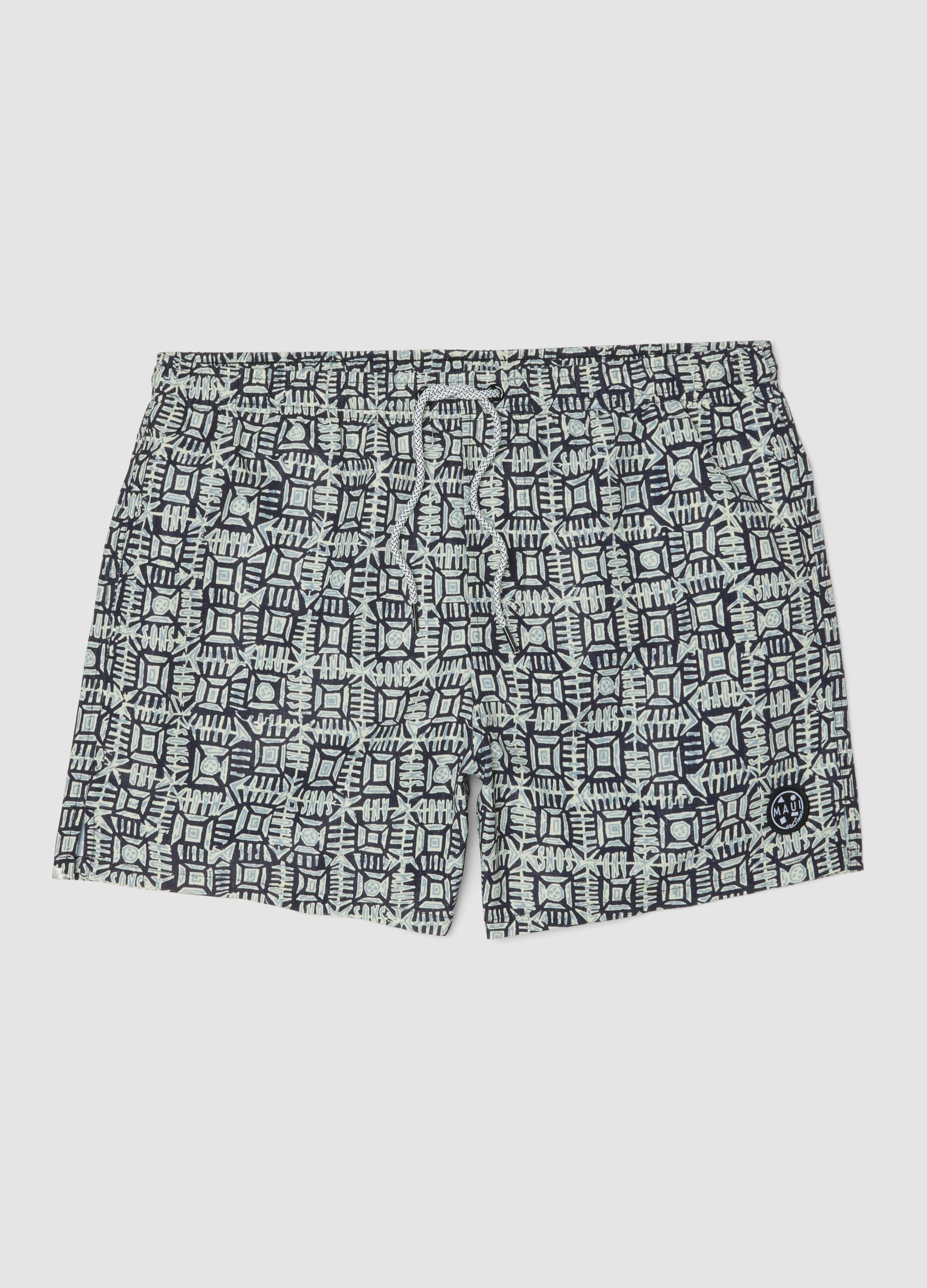Multicolour geometric print swim shorts