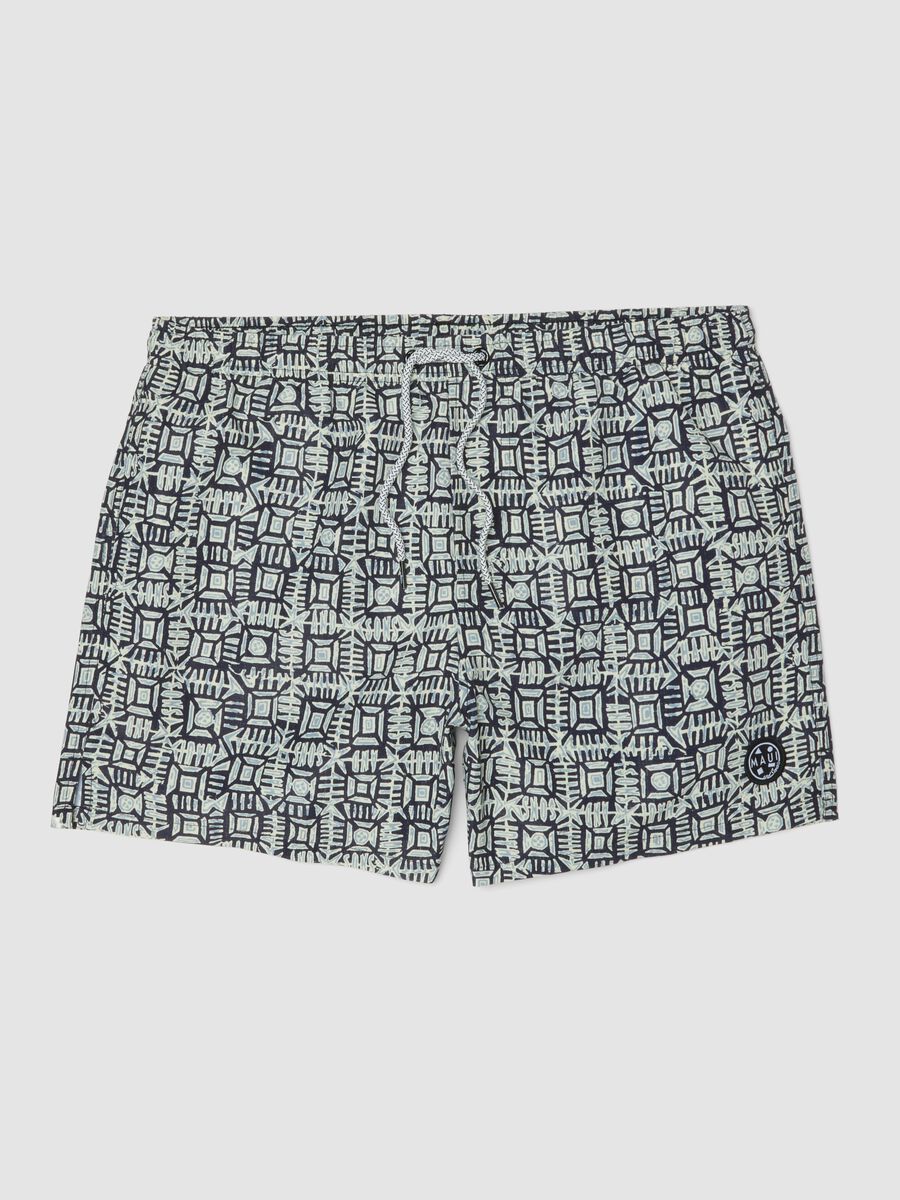 Boxer da mare con fantasia geometrica multicolor_4