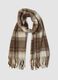 Beige checked scarf with fringes_0