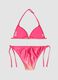 Girls&rsquo; pink floral triangle bikini in stretchy fabric_1