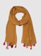 Brown pure cotton scarf with multicolour fringes_0