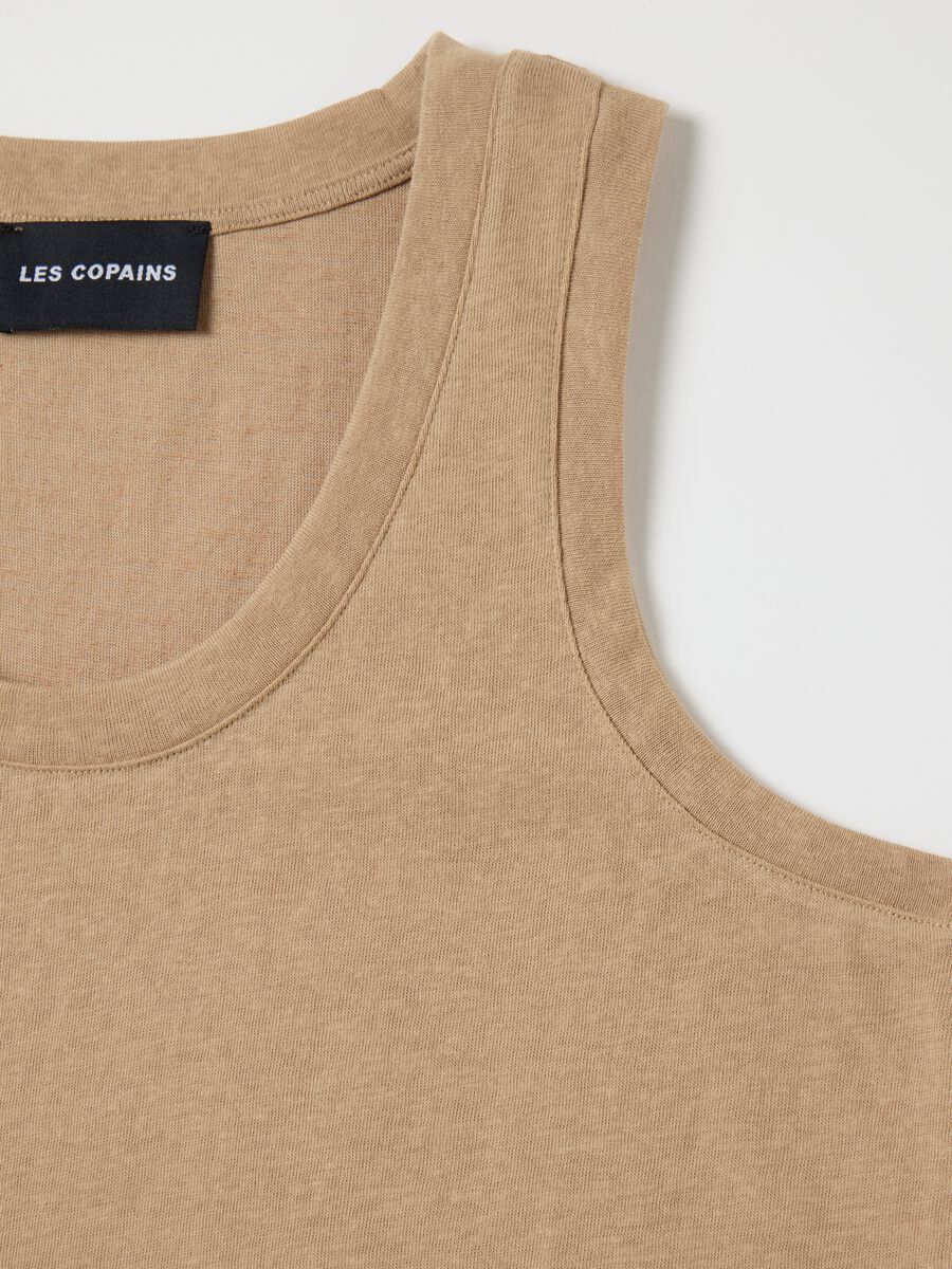 Beige tank top in cotton and polyester blend LES COPAINS HOUSEBRAND_1