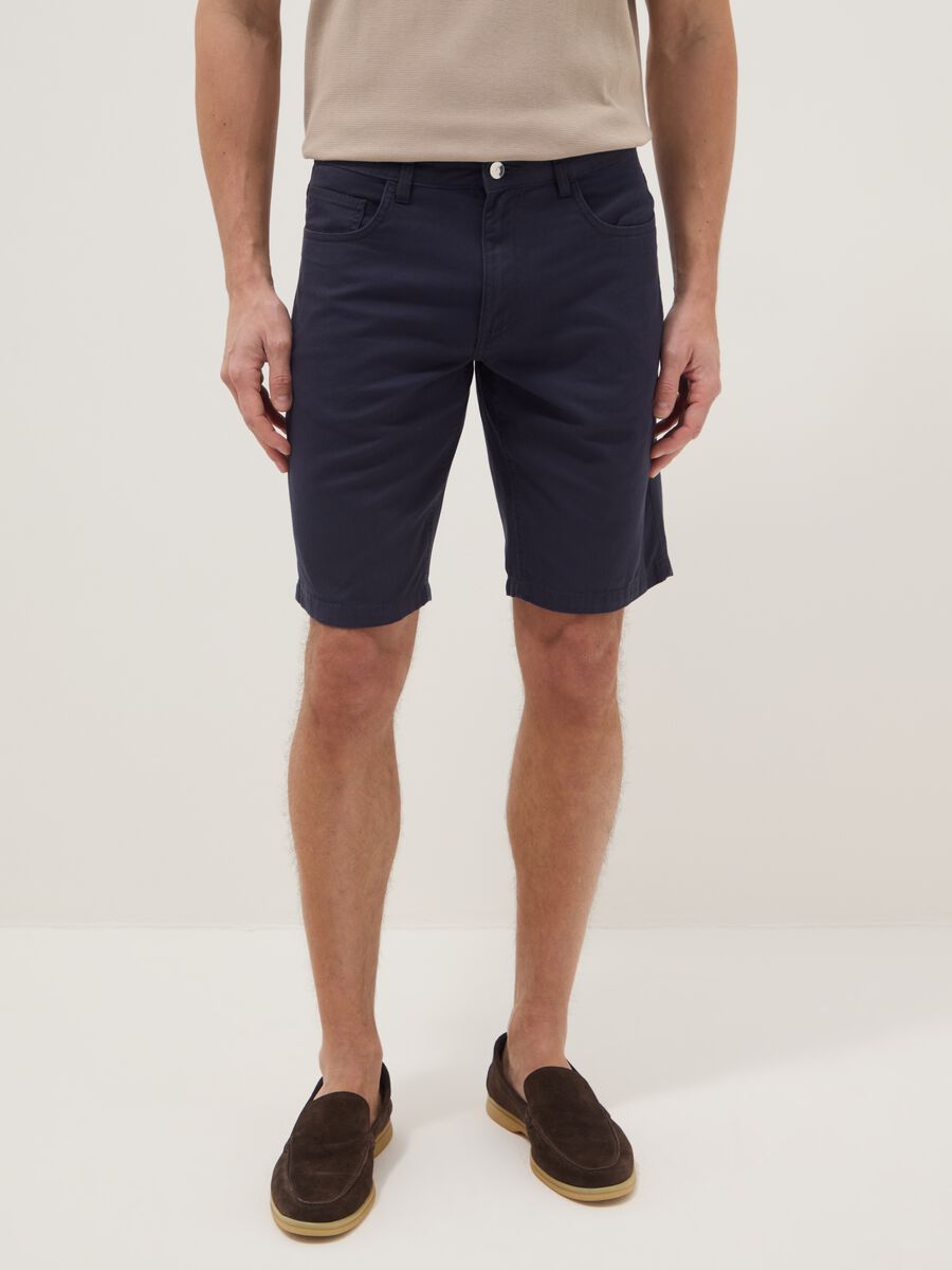 Blue pure cotton regular-fit shorts_1
