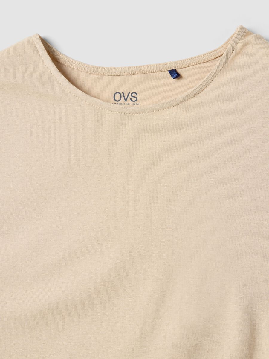 Beige pure cotton regular fit tank top_5