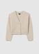 Beige V-neck cardigan with oversized fit for girls_3