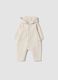 Tutina beige con cappuccio in misto cotone organico_0
