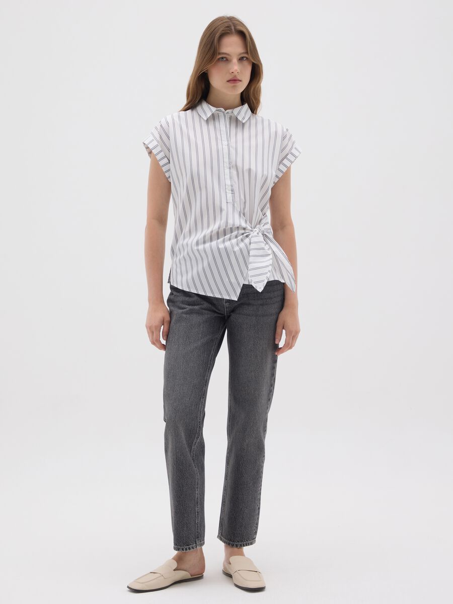 Striped Shirt with Side Knot_1