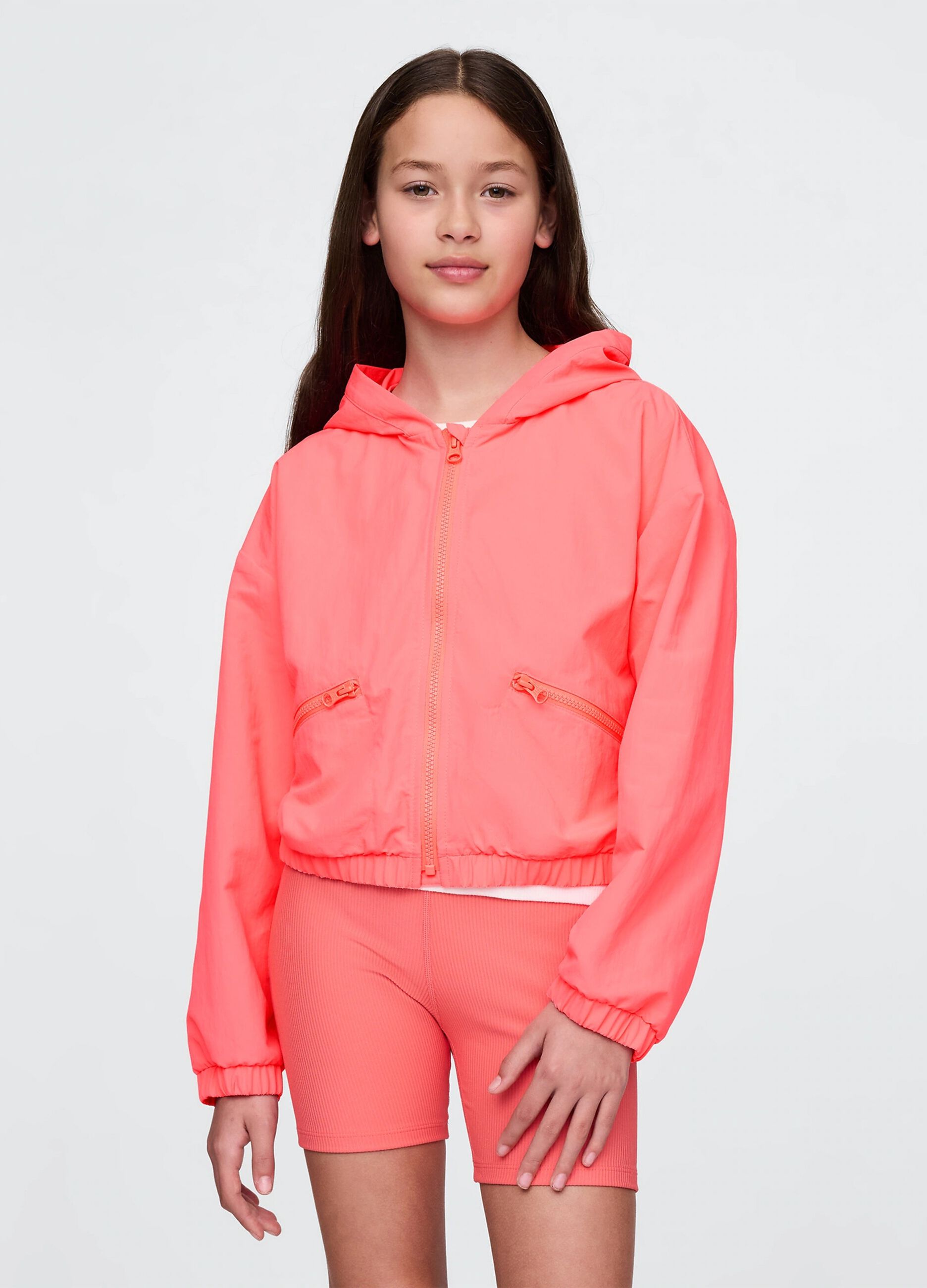 Pink lightweight jacket with hood