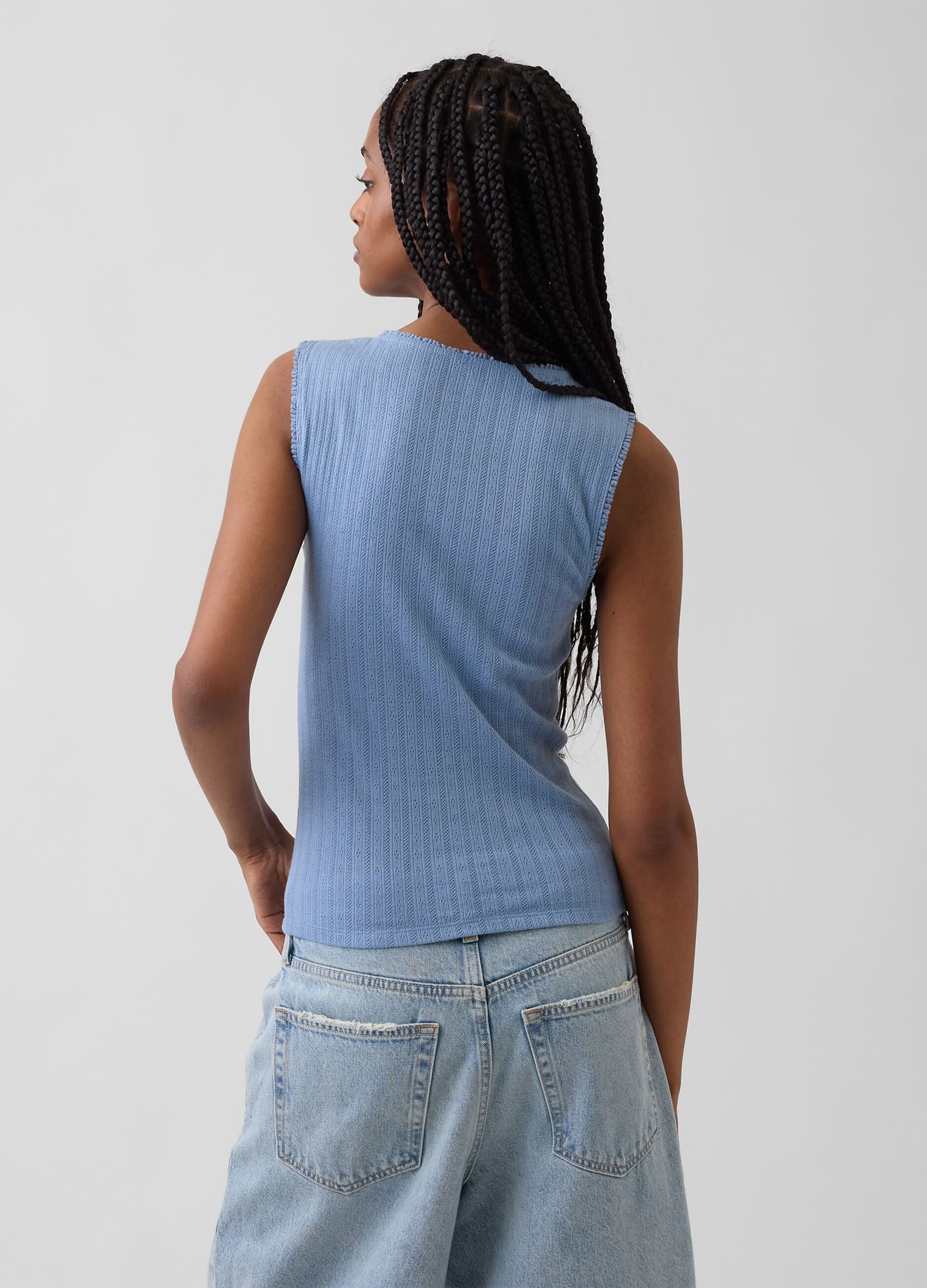 Ribbed cotton-blend top