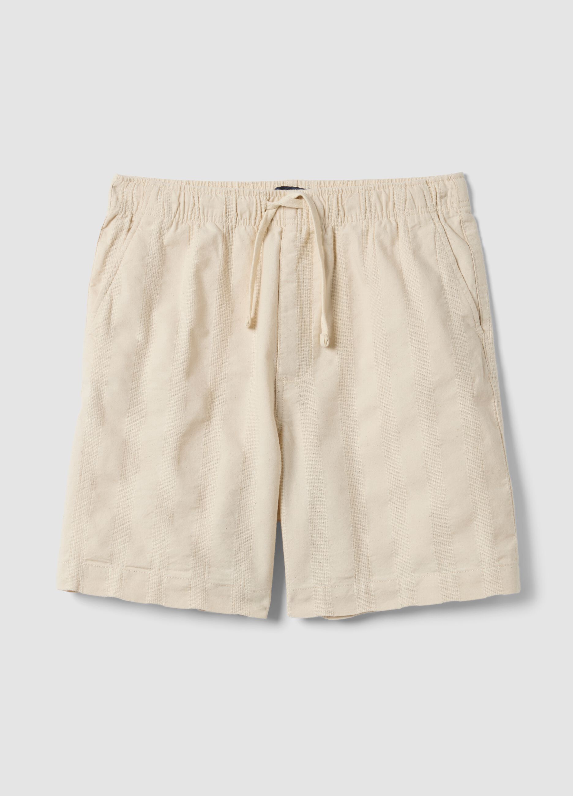 Beige chino Bermuda shorts in pure cotton with elasticated waist