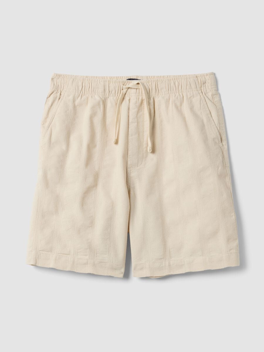 Beige chino Bermuda shorts in pure cotton with elasticated waist_4