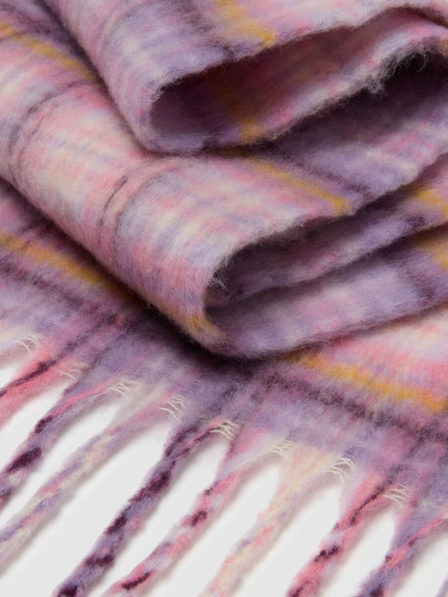 Multicolour Check Scarf with Fringes_2